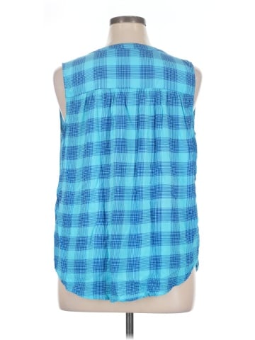 Indigo Sleeveless Button-Down Shirt (view 2)