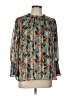 Maison d' Amelie Print Teal Long Sleeve Blouse Size L - photo 1