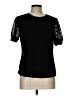 Flower & Feather Black Short Sleeve Top Size L - photo 1