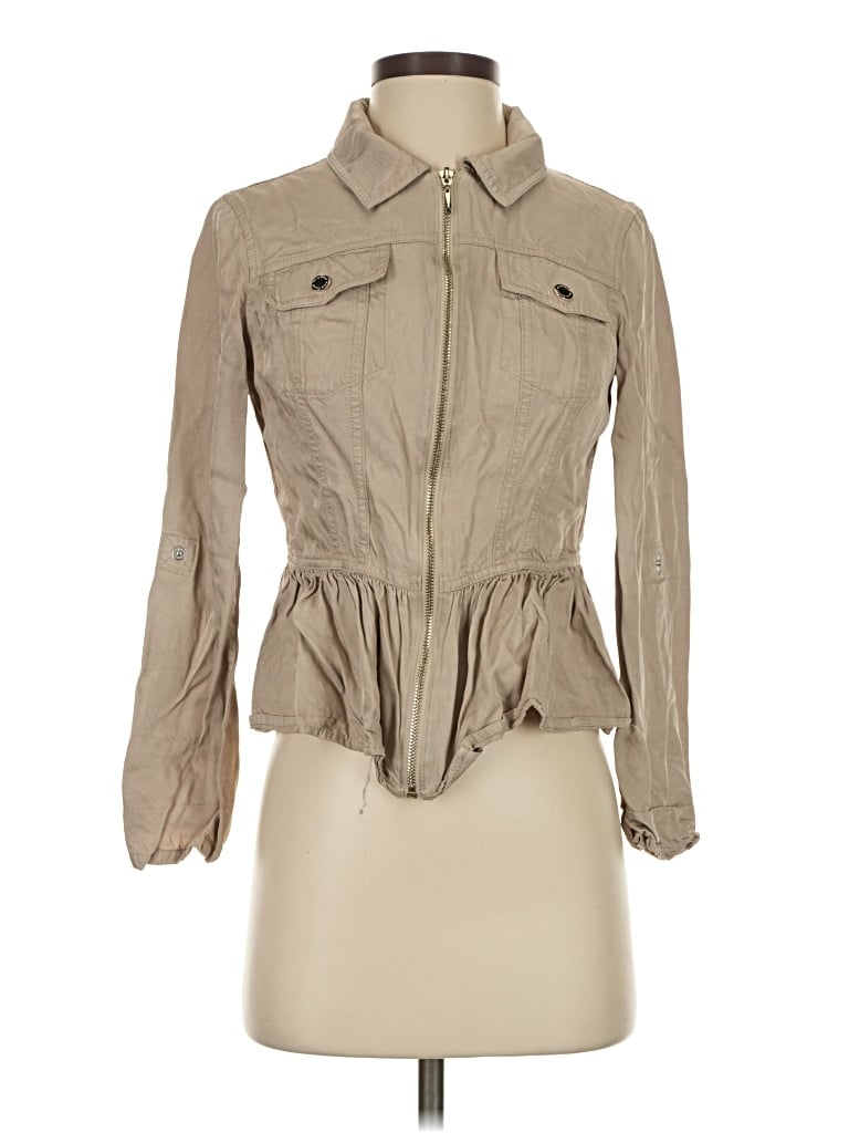 Pre-owned White House Black Market Long Sleeve Blouse In Tan