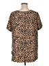Ava & Viv Animal Print Brown Short Sleeve Blouse Size 1X - photo 2