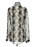 CAbi Print Silver Long Sleeve Blouse Size S - photo 2