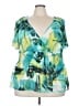 Worthington 100% Polyester Teal Short Sleeve Blouse Size 3X - photo 1