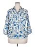 By & By 100% Polyester Floral Blue 3/4 Sleeve Blouse Size XXL - photo 1