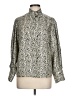 Sandro 100% Silk Animal Print Silver Black Long Sleeve Silk Top Size Med (2) - photo 1