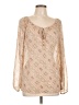 Ann Taylor LOFT 100% Polyester Tan Long Sleeve Blouse Size 12 - photo 1
