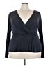 B Collection by Bobeau Black Blue Long Sleeve Blouse Size 3X - photo 1
