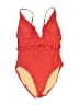 J.Crew Color Block Red One Piece Swimsuit Size 4 - photo 1