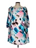 Boston Proper Print Blue Casual Dress Size L - photo 1