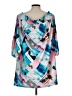 Boston Proper Print Blue Casual Dress Size L - photo 2