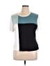 St. John Color Block Teal Short Sleeve Top Size XL - photo 1