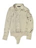 Love Poem 100% Polyester Metallic Tan Gray Long Sleeve Blouse Size S - photo 1