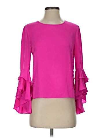 Milly Long Sleeve Silk Top (view 1)