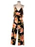 Ecru Floral Black Jumpsuit Size XS - photo 1