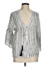 En Creme 100% Rayon Silver 3/4 Sleeve Blouse Size M - photo 1