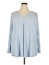 Lane Bryant Solid Blue Long Sleeve Henley Size 26 - 28 Plus - photo 1