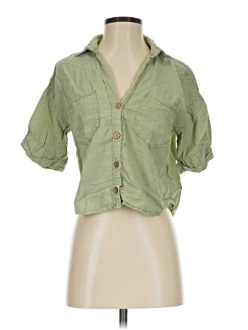 Zara 3/4 Sleeve Button-Down Shirt (view 1)