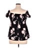Love Streak Black Tan Short Sleeve Blouse Size XL - photo 2