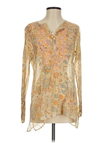 Calypso by Christiane Celle Long Sleeve Silk Top (view 1)