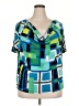 I.N. Studio Color Block Blue Short Sleeve Blouse Size 2X - photo 1