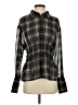 BRONZE SNAKE 100% Polyester Plaid Black Long Sleeve Blouse Size S - photo 1