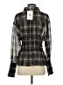 BRONZE SNAKE 100% Polyester Plaid Black Long Sleeve Blouse Size S - photo 2