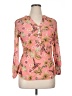 Dna Couture Floral Pink Long Sleeve Blouse Size XL - photo 1