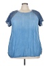 Free 2 luv Blue Short Sleeve Blouse Size 3X - photo 1