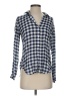 Cloth & Stone 100% Rayon Checkered-gingham Blue Long Sleeve Blouse Size S - photo 1