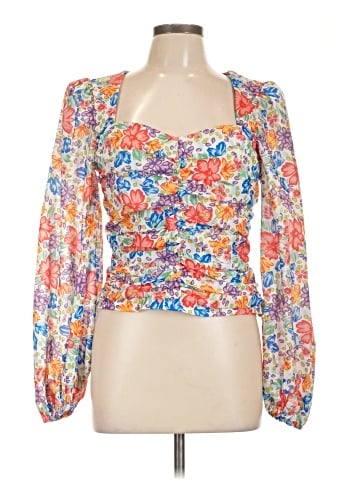 Aqua Long Sleeve Blouse (view 1)