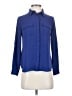 Ann Taylor LOFT 100% Polyester Color Block Blue Long Sleeve Blouse Size XXS - photo 1