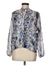 Olivia Grey 100% Polyester Blue Long Sleeve Blouse Size M - photo 1