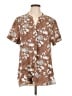 Timeson 100% Polyester Brown Short Sleeve Henley Size L (estimated) - photo 1