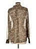 Lands' End 100% Polyester Animal Print Brown Long Sleeve Blouse Size L - photo 2