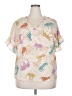 Entro Animal Print Ivory Short Sleeve Blouse Size XXL - photo 1