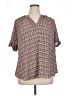 Worthington 100% Polyester Houndstooth Brown Short Sleeve Blouse Size XL (petite) - photo 1