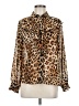 Zara Animal Print Brown Long Sleeve Blouse Size M - photo 1