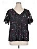 Unbranded 100% Polyester Stars Black Short Sleeve Blouse Size 0X - photo 1