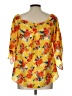 Status by Chenault Floral Yellow 3/4 Sleeve Blouse Size L - photo 2
