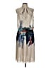 BCBGMAXAZRIA 100% Polyester Graphic Silver Ivory Cocktail Dress Size L - photo 1