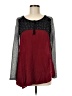Scrapbook Color Block Polka Dots Solid Burgundy Long Sleeve Top Size M - photo 1