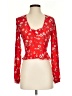 Intermix 100% Silk Red Long Sleeve Silk Top Size 2 - photo 1