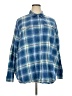 Old Navy 100% Cotton Plaid Blue Long Sleeve Button-Down Shirt Size XXL - photo 1