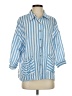Oddi 100% Cotton Stripes Blue 3/4 Sleeve Button-Down Shirt Size S - photo 1