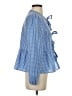 SundayUp 100% Polyester Checkered-gingham Blue Long Sleeve Blouse Size S - photo 4