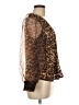 Boston Proper Animal Print Brown Long Sleeve Blouse Size M - photo 4