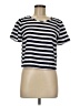 Forever 21 100% Polyester Stripes Black Short Sleeve Top Size M - photo 1