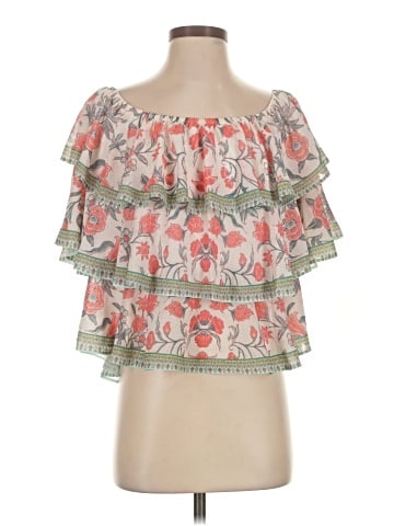 Champagne & Strawberry Short Sleeve Blouse (view 1)