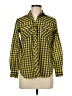 Geoffrey Beene Checkered-gingham Yellow Long Sleeve Blouse Size 6 - photo 1