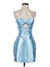 Unbranded 100% Polyester Metallic Blue Cocktail Dress Size 4 - photo 1